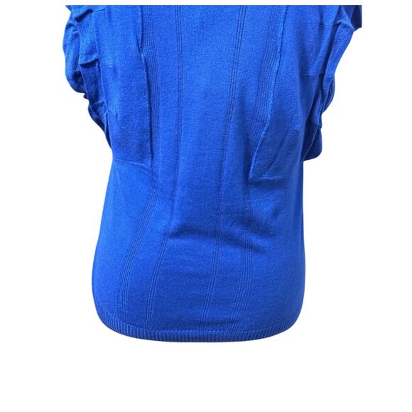 Attention Ruffled Cap Sleeve Sweater Square Neck Lightweight Blue Women's Large - Picture 3 of 8